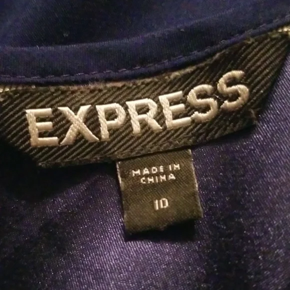 Express Blue Black Ruffle Tie Waist Dress - Picture 2 of 8